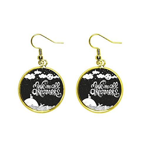 Pendientes dorados gota con mensaje motivacional para mujeres soñadoras