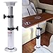 RENFANSHOP Table Pedestal Stand, Adjustable Table Pedestal Stand Leg and Base, 16.9 29.1 Inch Aluminum Alloy Detachable Table Base for RV Yacht Sailboat Motorhome Marine Boat Caravan Silver