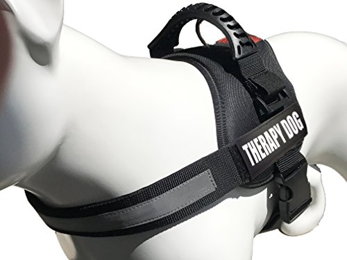 Albcorp Reflective Therapy Dog Vest Harness, Woven Polyester & Nylon, Adjustable Service Animal Jacket, With 2 Hook And Loop Therapy Dog Removable Patches, Extra Large Black #TOP1