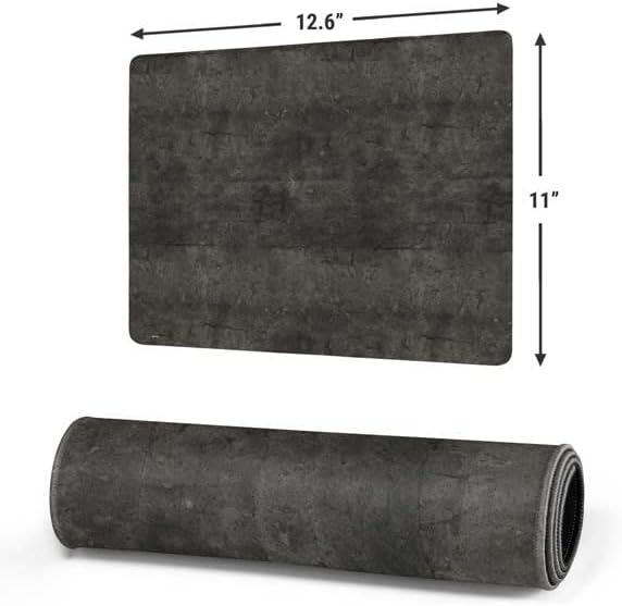 Skinit Small Gaming Mouse Pad - Dark Iron Grey Concrete Design with Stitched Edges, Waterproof, Non-Slip Rubber Base, Desk Mat for Keyboard & Mouse, 12.6" x 11" inches