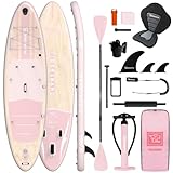 TIGERXBANG Inflatable Stand Up Paddle Board with SUP Board Accessories, Anti-Slip EVA Deck, 11' Paddleboard for Adults & Youth - All Skill Levels, Pink