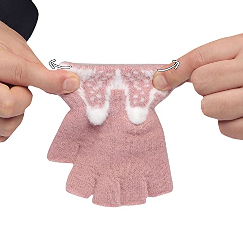 Kids Warm Fingerless Glove Boys Girls Winter Thermal Glove Half Finger Magic Mitten Children Knitted Warm Snow Glove2