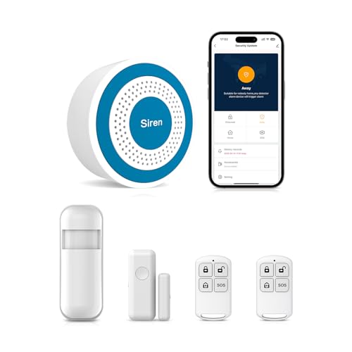 PGST Alarmas para casa,5PCS Kit Alarma casa WiFi,Sistema de Alarma para casa con Sirena 100DB, Puertas y Ventanas, PIR, para Casa, Caravana, Garaje,Compatible con Alexa, Google(Tuya/Smartlife)