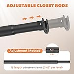 Closet Rod 50-87 Inches, Adjustable Heavy Duty Metal Black Closet Rods for Hanging Clothes 1.3 Inches Diameter for Wardrobes Laundry - Image 5