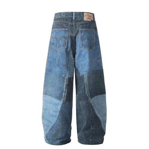 Men Vintage Streetwear Y2K Wide Leg Jean Trouser Baggy Denim Pants 7