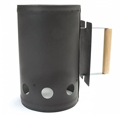 HaoYiShang 27.5x16.5CM Charcoal Bucket Starter Outdoor Chimney Charcoal Starter with Wooden Handle for BBQ