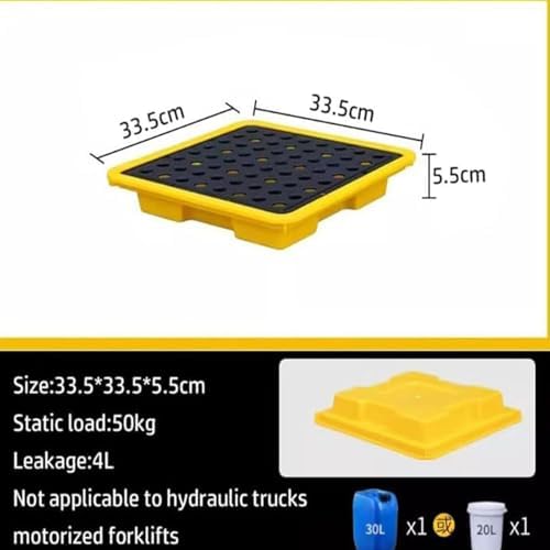 Stackable Spill Containment Pallet, Modular Industrial Polyethylene Tray with Nestable Grating for Garage & Workshop Storage, Heavy-Duty Spill Platform