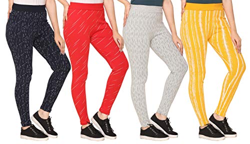 Image of SHAUN Women Free Size (Waist Size-26-34 inch) Stretchable Jegging (Length 37-39 inch Pack of 4)