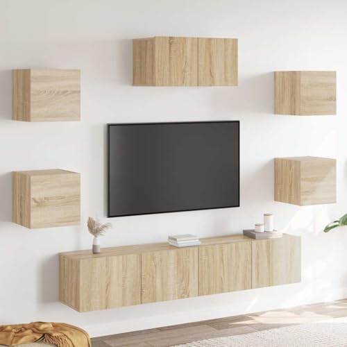 Meubles TV chêne avec 7 modules de rangement mural - 3