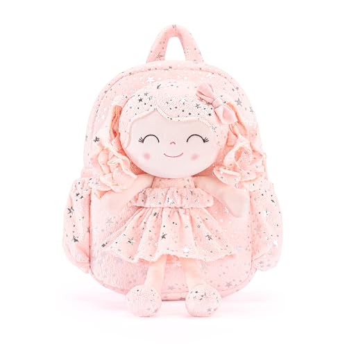 Image of Gloveleya Toddler Backpacks Baby Girl Gifts Curly Hair Plush Figures Dress Backpack - Star Accents 11''