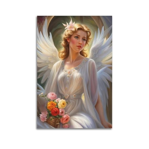 BPQN Poster vintage con angelo custode e bellissimo angelo custode su tela, 30 x 45 cm