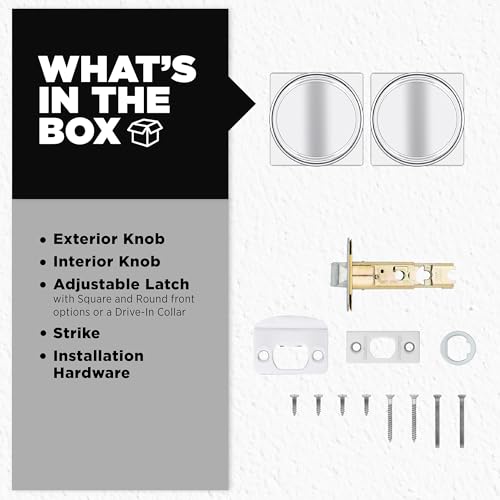 Image of Kwikset Maven Interior Passage Door Knob, Square Handle for Closet and Hallway Doors, Non-Locking Doorknob in Polished Chrome, with Microban Protection