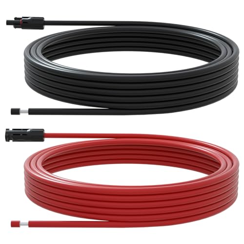 ECO-WORTHY 16.4FT 11AWG Solar Extension Cable 30A/1000V DC IP67 Waterproof with Compatible Quick Connectors (Red+Black) for Solar Panels Controllers Off-Grid Systems