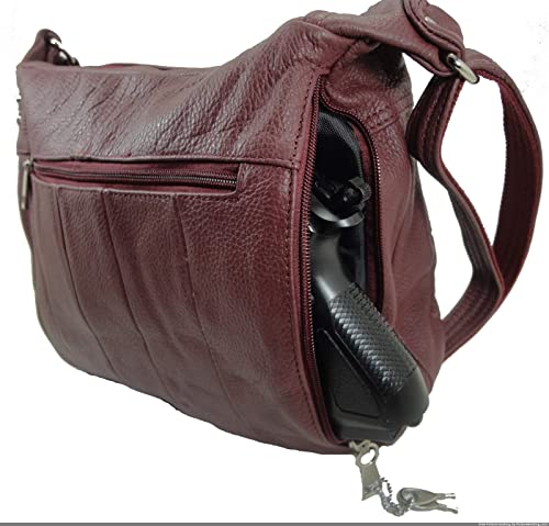Concealed Carry Cross Body Leather Gun Purse Right/Left Hand Draw 7082Wine #TOP1