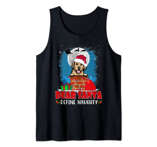 Dear Santa Define Naughty Golden Retriever Dog Christmas Débardeur
