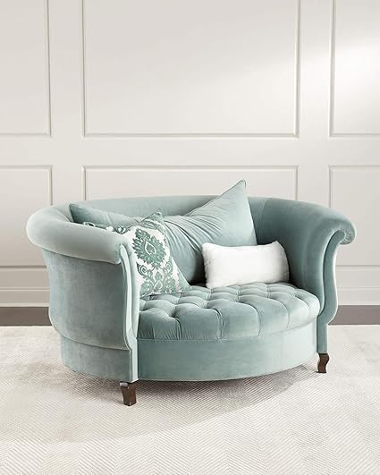 Image of SOFALIZE - Modern Barrel Accent with Pillows Round Sofa Combines Contemporary Design Oversize Arm Chair Cozy Club Chair for Bedroom, Living Room, Lounge, Hotel & Office, Hallways Sofa (Sky Blue)