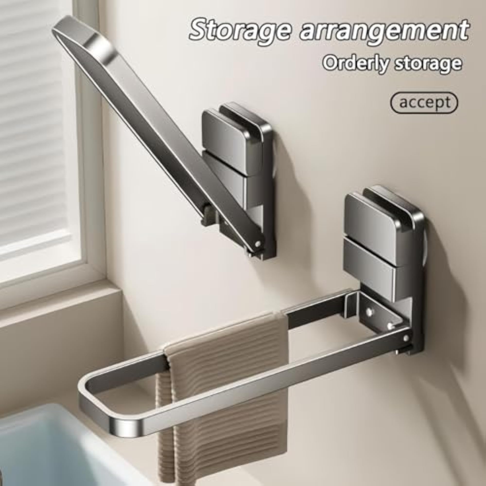 Modern Square Suction Towel Rack for Bathroom, Rust Proof