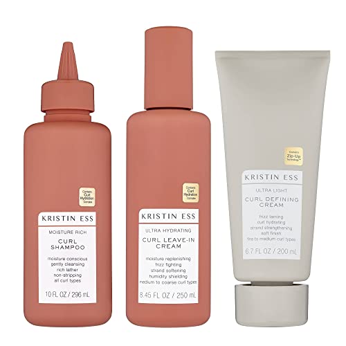 Kristin Ess Hair Bouncy Curls Set – Moisturizing Curl Shampoo, Hydrating Curl Leave In Cream Conditioner And Ultra Light Curl Defining Cream, Anti Frizz Curly Hair Products For All Curls 2A-4C #TOP23