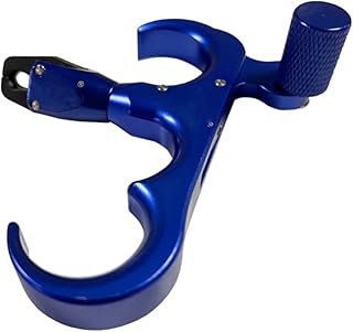 LIZHOUMIL 360Â°Rotation Thumb Bow Release, Aluminum Alloy 3 Finger Thumb Trigger Caliper Grip Compound Bow Release Aid, Replaceable Bow Release Trigger Caliper Grip Blue