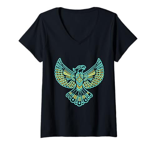 Femme Thunderbird Indigène Indien Art Tribal Homme Indigène T-Shirt avec Col en V