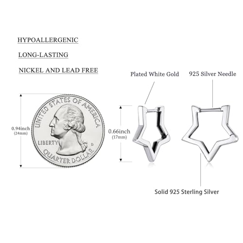 Image of BISAER Silver Huggie Hoop Earrings for Women, 925 Sterling Silver Post Star Small Hoop Earrings Hypoallergenic Lightweight Everyday Jewelry Gift Cute
