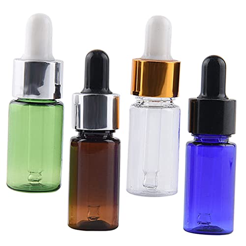 Didiseaon Travel Size Essential Oil Bottles 4pcs Small Droppers for Oils Perfume Aromatherapy Leakproof Plastic Bottles Random