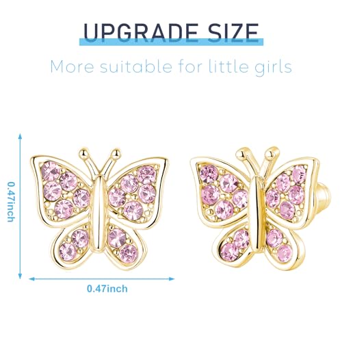 Image of Crystal Butterfly Earrings,Inlaid with Zirconia,Hypoallergenic Children's Diamond Silver Earrings,Birth Gift Birthday Valentine's Day Mother's Day Graduation Gift