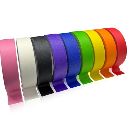 Colored Painters Tape Premium Masking Master Tape Multi-Surface Paint Tape Removes Easily Colorful Craft Paper Tape for Wall Painting Art Scrapbook Supplies (0.94 Inch Wide 198yd =0.94IN*22yd*9)