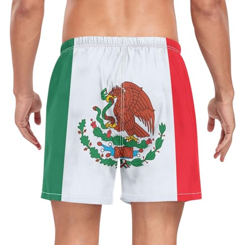 Yuiboo Mexico Flag Mexican Mx NationalMen's Swim Trunks Mens 2 Layer Workout Shorts with Pockets and Compression Liner Inseam Board Shorts Lightweight Multi2