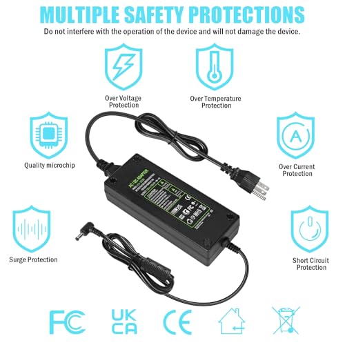 AC 100-240V to DC 12V 10A Power Supply Adapter Converter Transformer 12 Volt 10 Amp 120W with 5.5mm x 2.5mm /2.1mm DC Output Jack for 12V 5050 3528 LED Strip Light CCTV Cameras 3D Printer2