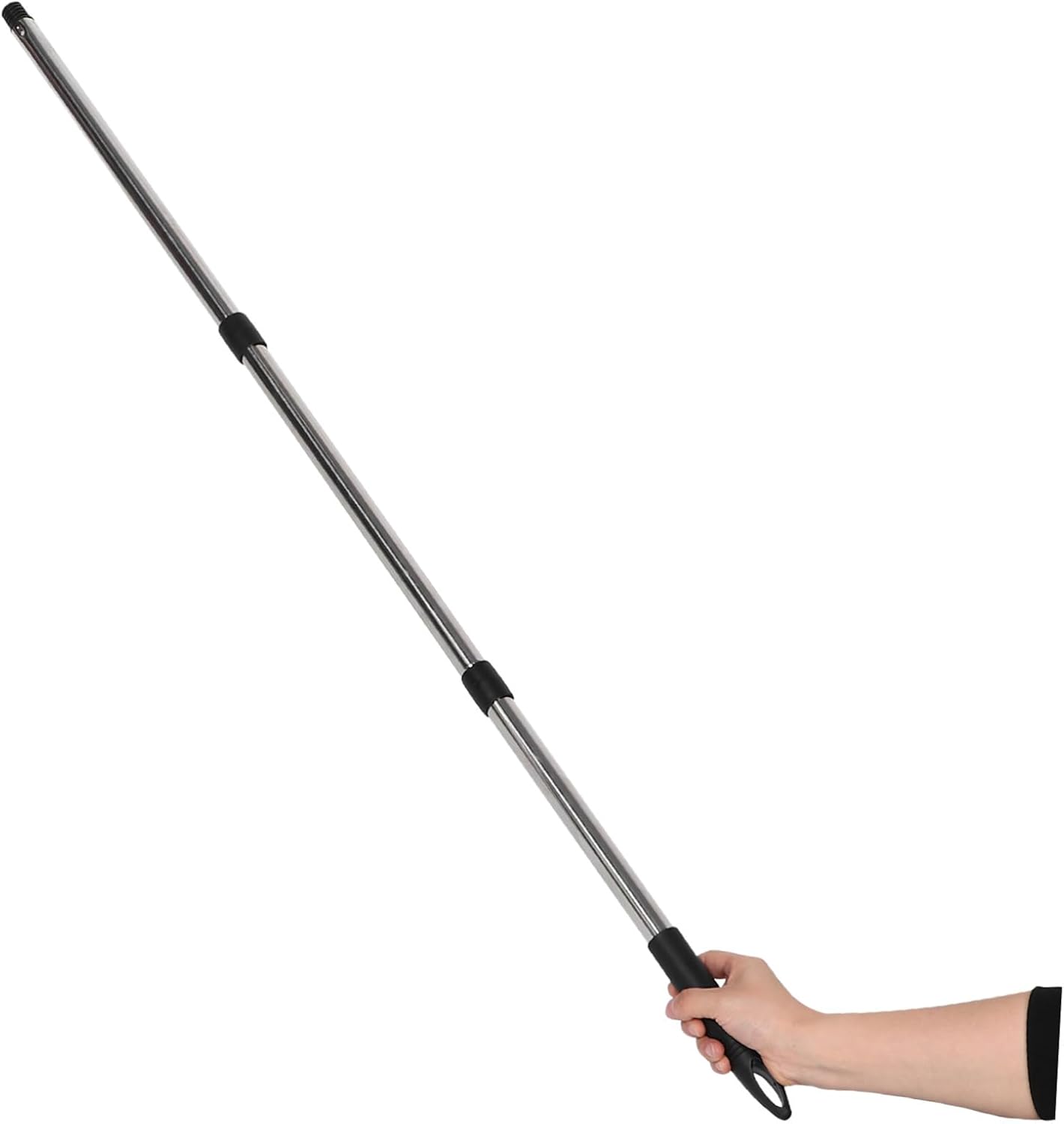 Stainless Steel Three Section Mop Handle with Threading System Cleaning Pole for Household Commercial Use Compatible with Various Mop Heads