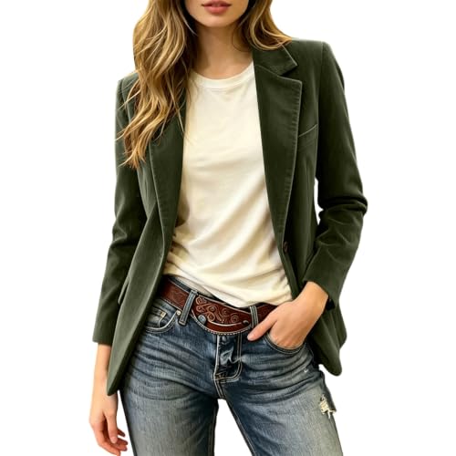Women Corduroy Blazer Jackets Long Sleeve Office Work Dressy Coats