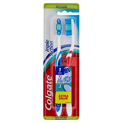 Colgate triple action - Cepillo de dientes manual (dureza media, 3 unidades)