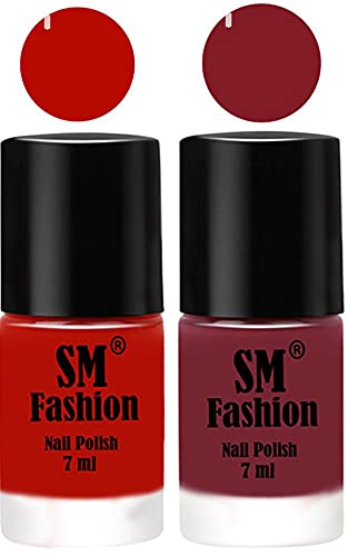 Image of Long Lasting Nail Polish | Nail Paint Combo 7 ml Each) - Set of 2 Red Orange-Lip