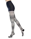 MeMoi Diamond Fair Isle Patterned Cotton Blend Sweater Tights Navy Blazer Medium/Large