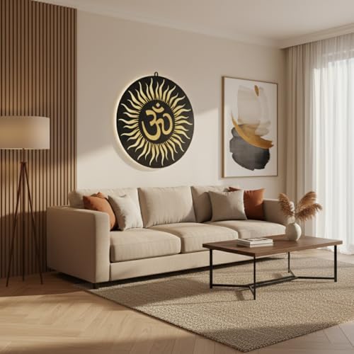 Image of HOME PINE OM LED Wall Decor Light 3D| Divine Wall Decor | Elegant Wall Hanging for Home & Office | Size- 18x18 Inch
