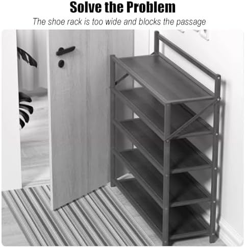 Portable Bamboo Slanted Shoe Rack - Space-Saving Folding Shoe Storage Organizer for Closet, Entryway, Bedroom, and Small Spaces (50x17x100cm) - Stylish Narrow Design