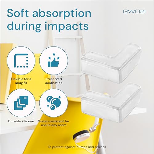 Image of Table Corner Protectors for Furniture - Silicone Corner Guards Self-Adhesive, 16 Pcs - Clear Furniture Corner & Edge Safety Bumpers - Sharp Edge Protector Pads for Desk, Glass Tables, L Shape
