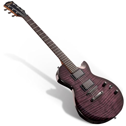 AKLOT 24-Fret Electric Guitar Kit – Single Cut (LP Style), Modern Playability with Coil-Split Humbucker Pickups, Essential Accessories Included, Violet Venom