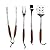 Schmidt Brothers - BBQ Bonded Teak 4 Piece Grill Set, Full-Forged Stainless Steel Grilling Utensils Including Spatula, Fork, Basting Brush, and Tongs with All Wood Handles