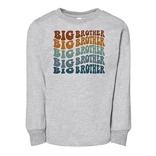 Repeating Big Brother Toddler Kids Long Sleeve T-Shirt 3T Heather Grey