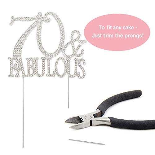 70 Cake Topper - Premium Silver Metal - 70 And Fabulous - 70Th Birthday Party Sparkly Rhinestone Decoration Makes A Great Centerpiece - Now Protected In A Box #TOP4