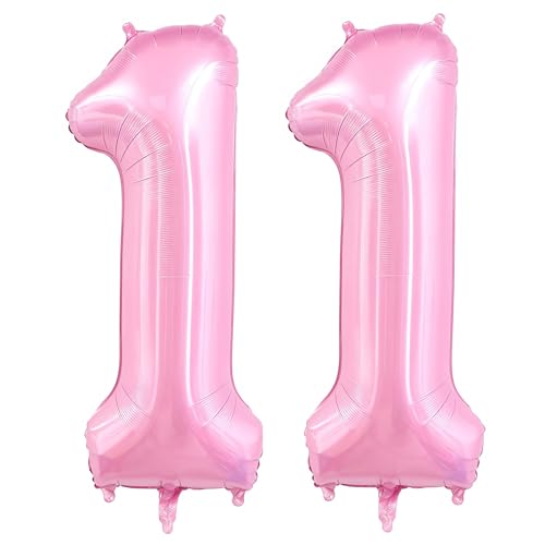 Image of Pastel Pink 11 Balloon Number,40 Inch Light Pink 11 Balloons Large Helium Foil Mylar Number 11 Balloon for Birthday Party Anniversary Decorations