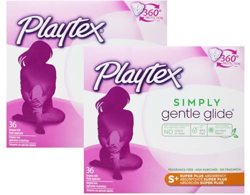 Image of Playtex Gentle Glide Tampons with Triple Layer Protection, Super Plus, Unscented - 36 Count (Pack of 2)