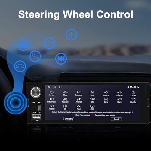 6.36-Inch Single Din Touchscreen Car Stereo - Linux System Single Din Wired/Wireless Carplay Android Auto,1080P HD GPS Navigation Handsfree Calling, SWC/FM/BT - image 6