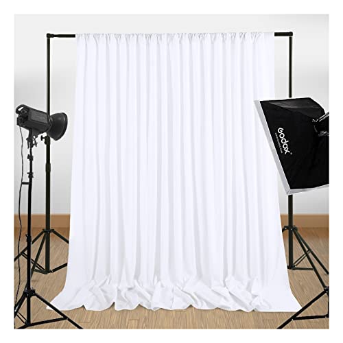 Image of SoarDream White Backdrop Curtains 2 Panels 5x10ft, Wrinkle Free Polyester Drapes for Wedding, Party & Photo Studio Background Decor