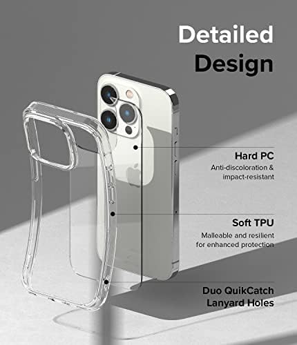 Ringke Fusion Compatible with iPhone 14 Pro Case, Anti-Scratch Minimal Yellowing Clear Hard Back Shockproof Bumper Cover for iPhone 6.1-Inch (2022) - Transparent