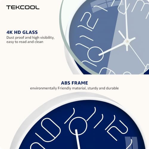Image of TEKCOOL Plastic Digital Wall Clock 12 inch Silent Quartz Decorative Non-Ticking Classic Clock Battery Operated Round Easy to Read for Room /Home /Kitchen /Bedroom /Office /School-(Blue)'
