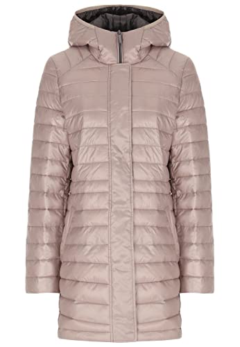 ppep. leichter Steppmantel mit Kapuze für Damen, greige, Größe 42