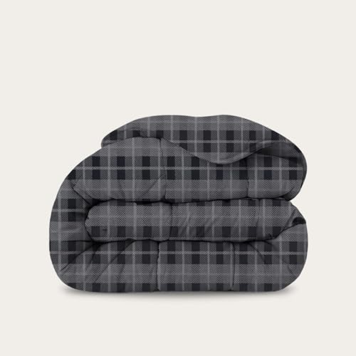 Happybed 260x220 cm - Waschbare Bettdecke ohne Bezug - Farbige 2-in-1-Bettdecke - Bettdecke mit Aufdruck - Grey Flanel